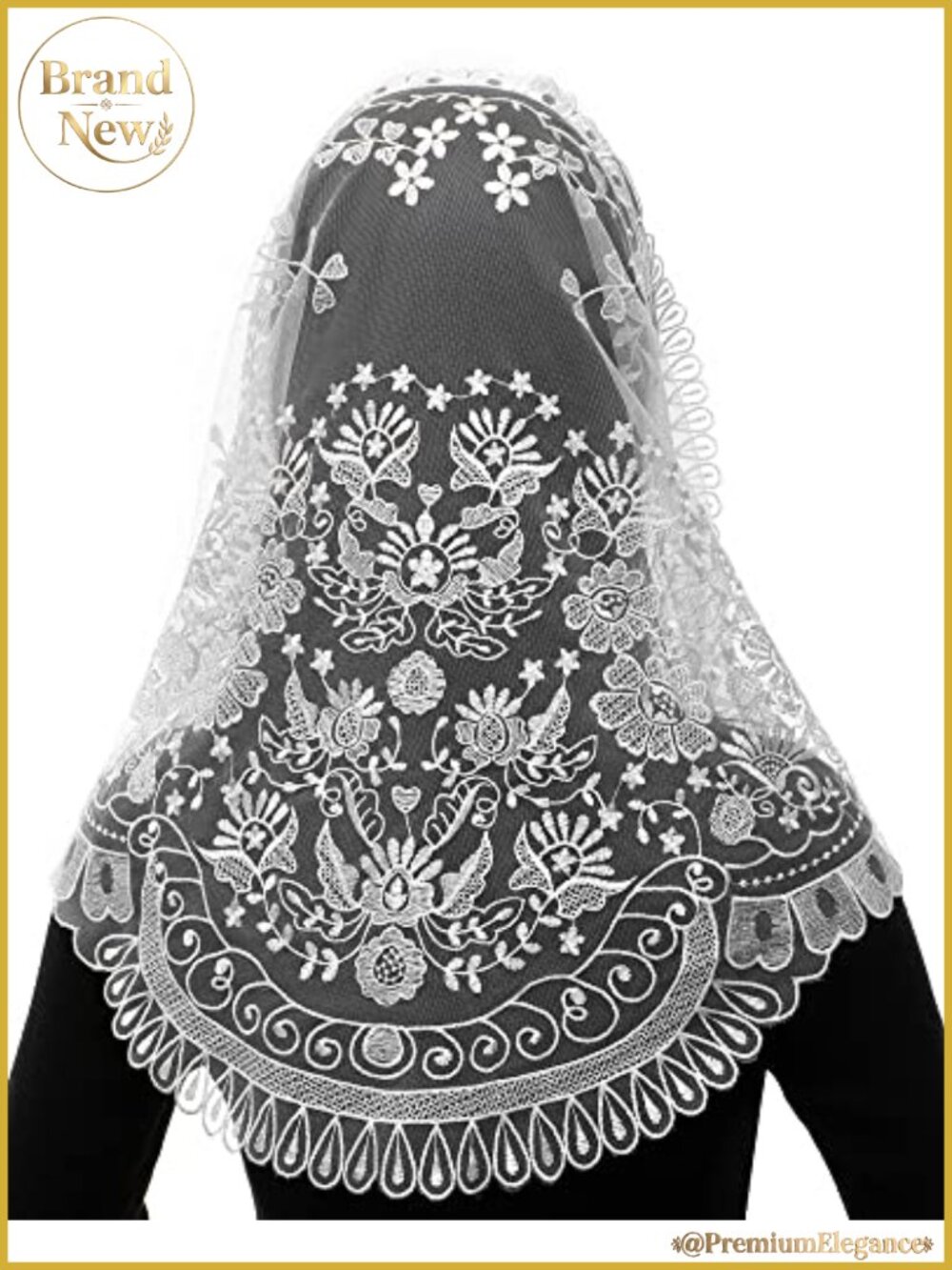 Lace Catholic Chapel Veil for Women with Hair Clips, Mantilla